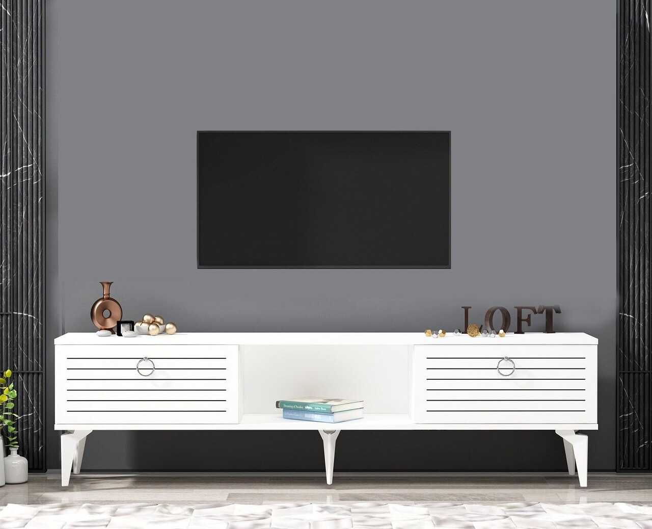 Comoda TV, Hanah Home, Arona, 150x44.6x29.6 cm, Alb - imagine 7